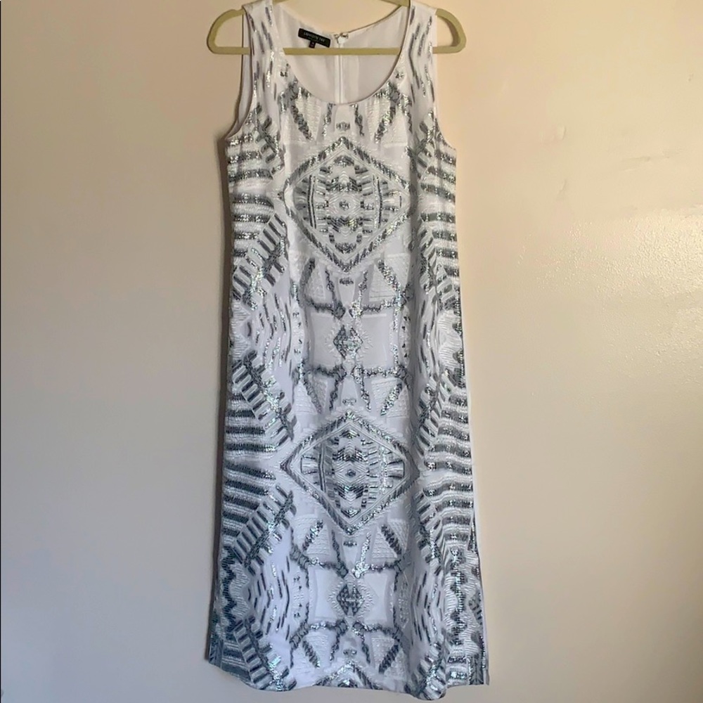 White/Silver Silk blend formal dress